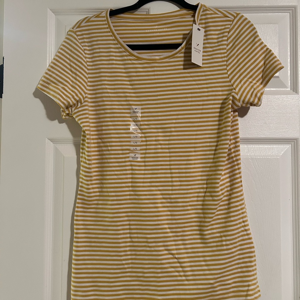 Denver Hayes Mustard and White Striped Tee